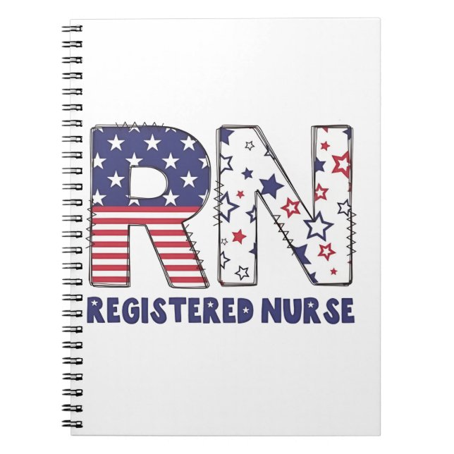 RN Registered Nurse 4th of July Subtle American Notebook (Front)