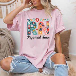 RN Registered Nurse Boho Floral Gift for a Nurse T-Shirt
