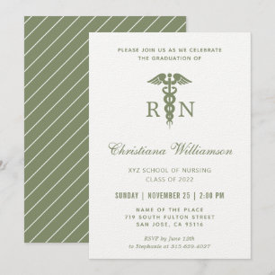 RN Registered Nurse Caduceus Minimalist Graduation Invitation