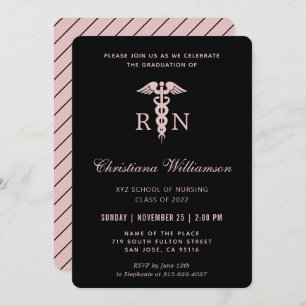 RN Registered Nurse Caduceus Minimalist Graduation Invitation