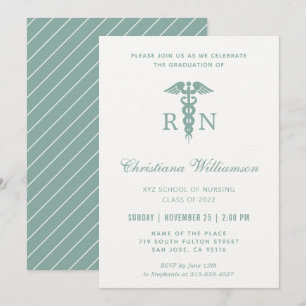 RN Registered Nurse Caduceus Minimalist Graduation Invitation