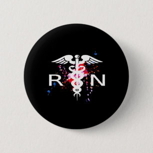 Rn Registered Nurse Caduceus Symbol 6 Cm Round Badge