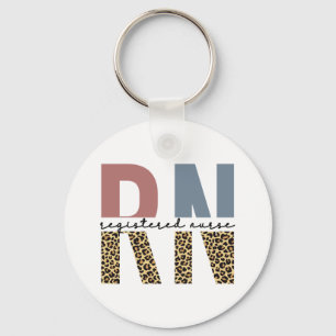 RN Registered Nurse Cheetah Print Nurse Graduation Key Ring
