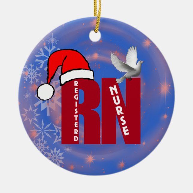 RN REGISTERED NURSE CHRISTMAS ORNAMENT SANTA HAT (Front)
