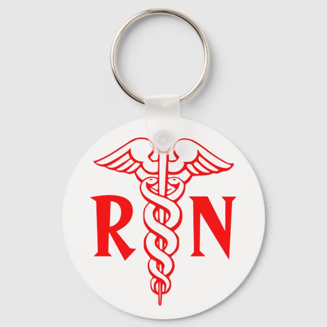 RN Registered Nurse Keychain with caduceus symbol (Front)