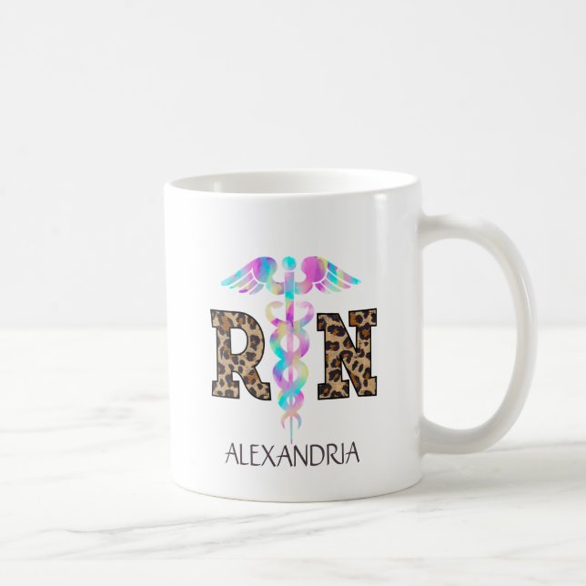 RN, Registered Nurse  Leopard Coffee Mug (Right)