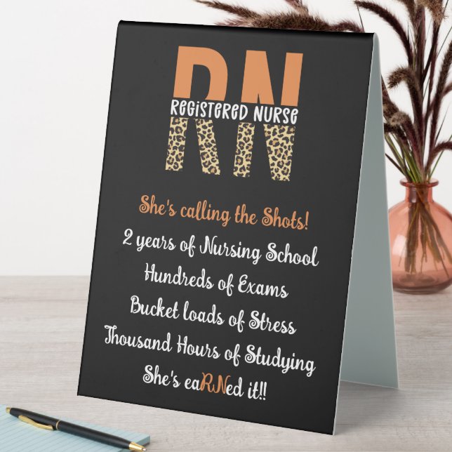 RN Registered Nurse Leopard Typography Graduation (In SItu (Table))