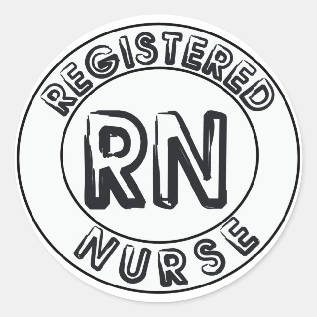 RN REGISTERED NURSE LOGO BADGE CLASSIC ROUND STICKER (Front)