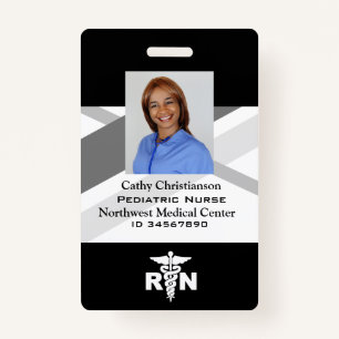 RN Registered Nurse Name Badge Scanner Code ID Badge