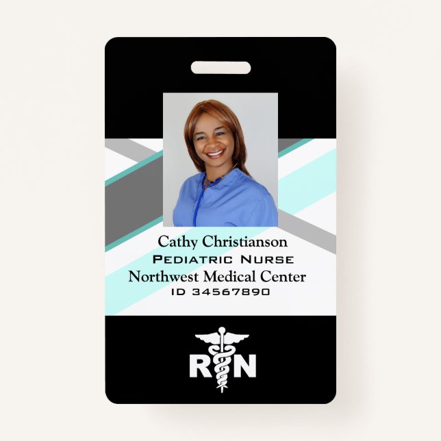RN Registered Nurse Name Badge Scanner Code ID Badge (Front)