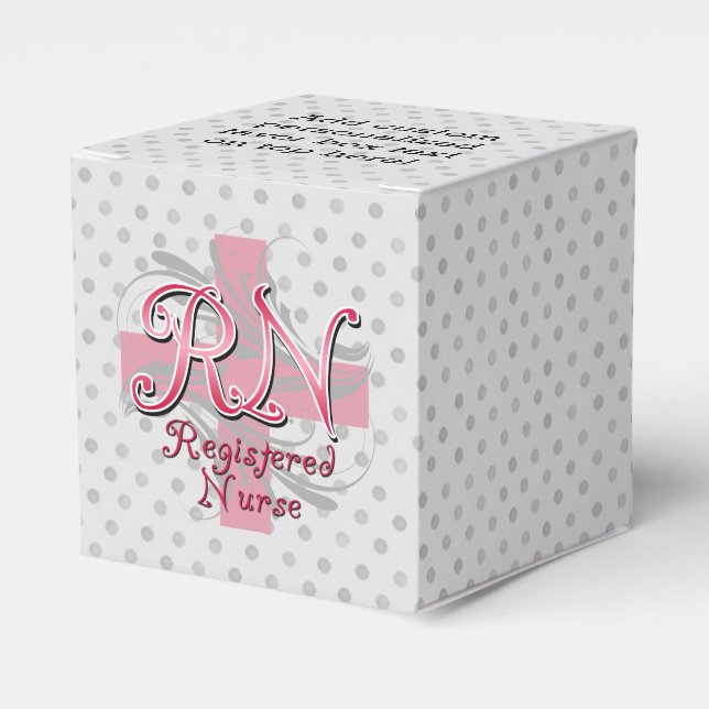 RN Registered Nurse, Pink Cross Swirls Favour Box (Front Side)
