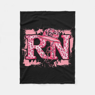 Rn Registered Nurse Pink Leopard Appreciation Stet Fleece Blanket