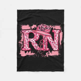 Rn Registered Nurse Pink Leopard Appreciation Stet Fleece Blanket