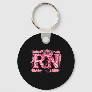 Rn Registered Nurse Pink Leopard Appreciation Stet Key Ring