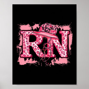Rn Registered Nurse Pink Leopard Appreciation Stet Poster