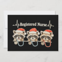 RN Registered Nurse Racoon Santa Hat Christmas