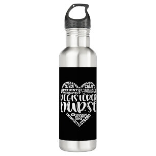 RN, Registered Nurse subway art heart 710 Ml Water Bottle