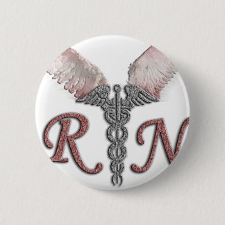 RN Registered Nurse with Angel Wings 6 Cm Round Badge