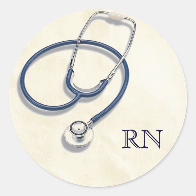RN Registered Nurse With Stethoscope Classic Round Sticker (Front)