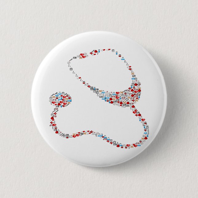 RN Stethoscope 6 Cm Round Badge (Front)