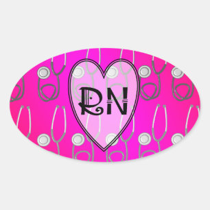 RN Stethoscope Design Oval Sticker