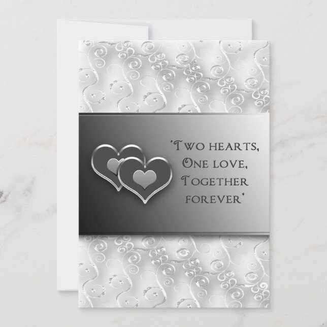 Rnewing Vows - Invitation/Two Hearts - Grey/Silver Invitation (Front)