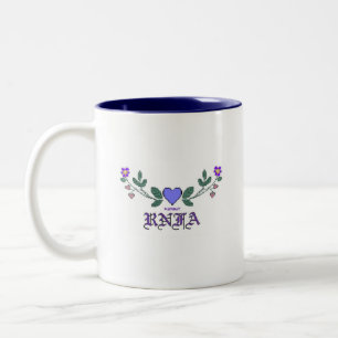 RNFA Cross Stitch Print Two-Tone Coffee Mug