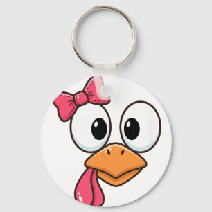 Rnyard Diva Chicken, Cute Cartoon Chicken Face Wit Key Ring