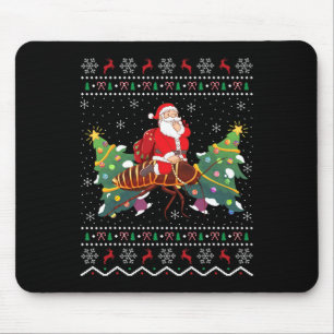 Roach Lover Gift Ugly Santa Riding Roach Christmas Mouse Pad