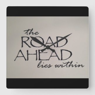 road ahead square wall clock
