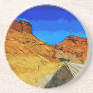 Road Along Side the Tetons Abstract Coaster