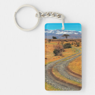 Road And Snow-Capped Cathedral Range, Champagne Key Ring