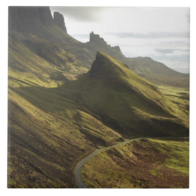 Road ascending The Quiraing, Isle of Skye, Ceramic Tile (Front)