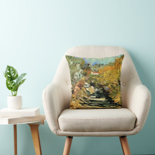 Road at St Remy with Figure by Vincent van Gogh Cushion