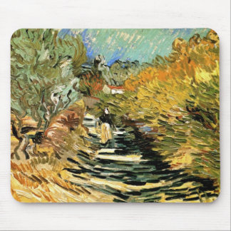 Road at St Remy with Figure by Vincent van Gogh Mouse Pad