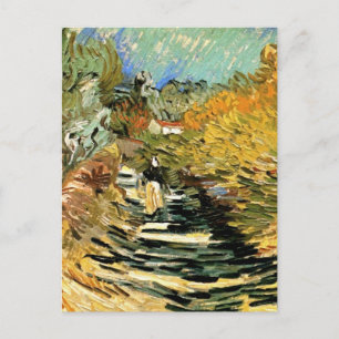 Road at St Remy with Figure by Vincent van Gogh Postcard