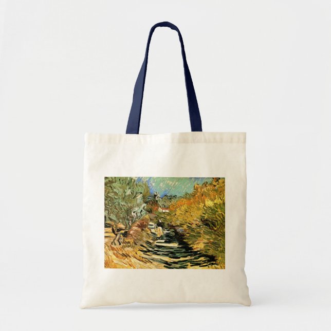 Road at St Remy with Figure by Vincent van Gogh Tote Bag (Front)