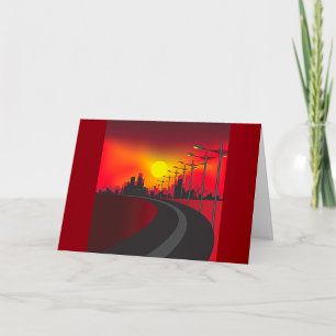 Road At Sunset Greeting Cards