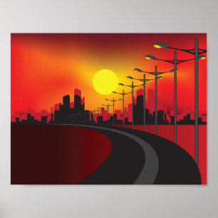 Road At Sunset Poster