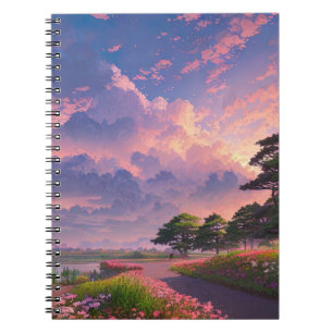 Road Beneath a Moody Cloudy Sky Notebook
