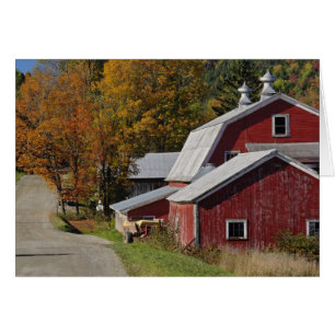 Road beside classic rural barn/farm in autumn,