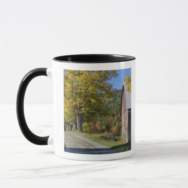 Road beside classic rural barn/farm in autumn, 2 mug (Left)