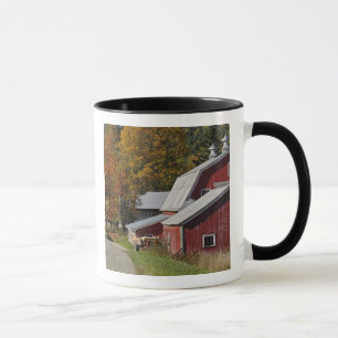 Road beside classic rural barn/farm in autumn, mug