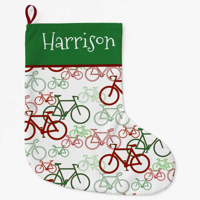 Road Bikes Personalised Christmas Stocking (Front)