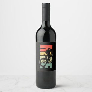 Road Biking Bicycle Cycling Wine Label