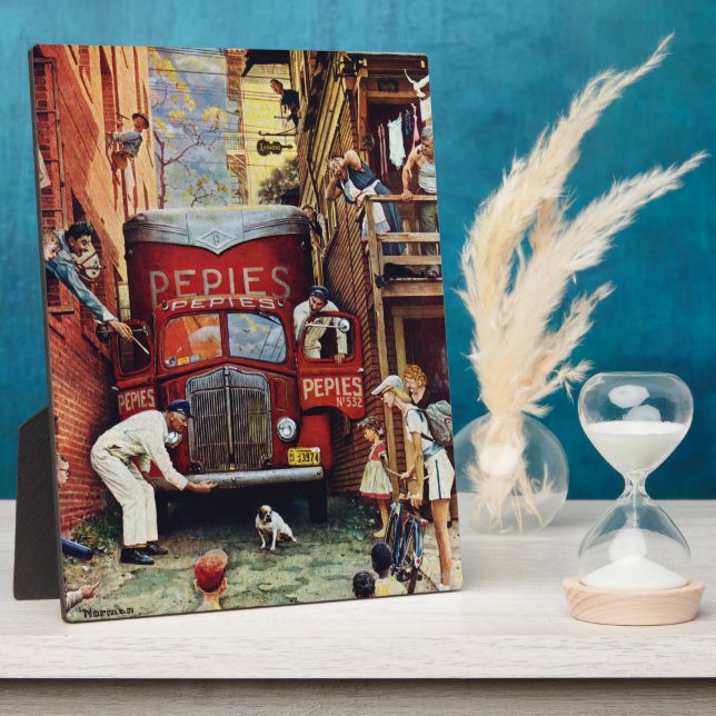 Road Block by Norman Rockwell Plaque (Side)
