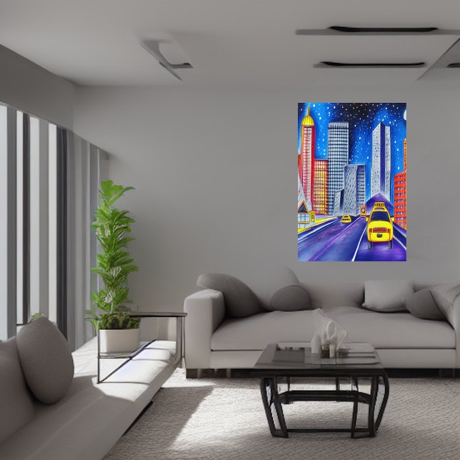 Road, cars and city | AI Art  Poster (Creator Uploaded)