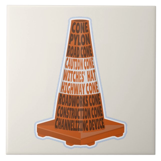 Road Cone Orange Taraffic cone Ceramic Tile (Front)