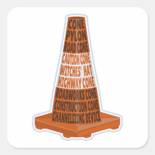 Road Cone Orange Taraffic cone Square Sticker