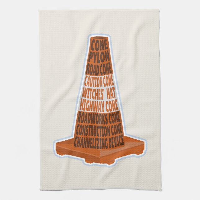Road Cone Orange Taraffic cone Tea Towel (Vertical)